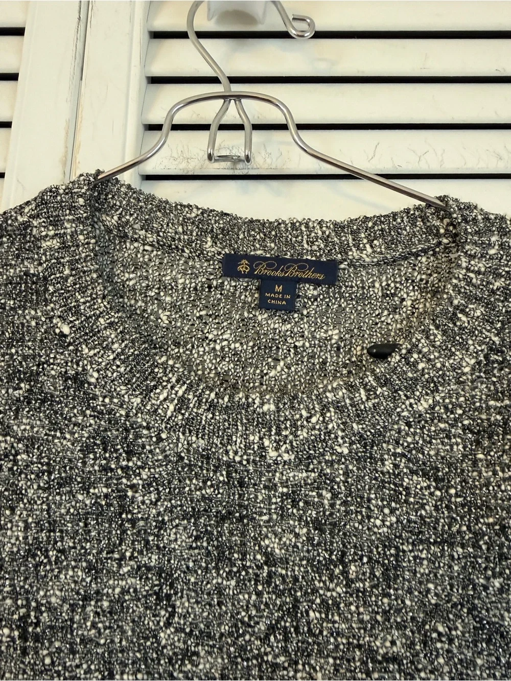 Brooks Brothers Womens Crewneck Swwater Metallic Silver Shimmer Evening Coastal